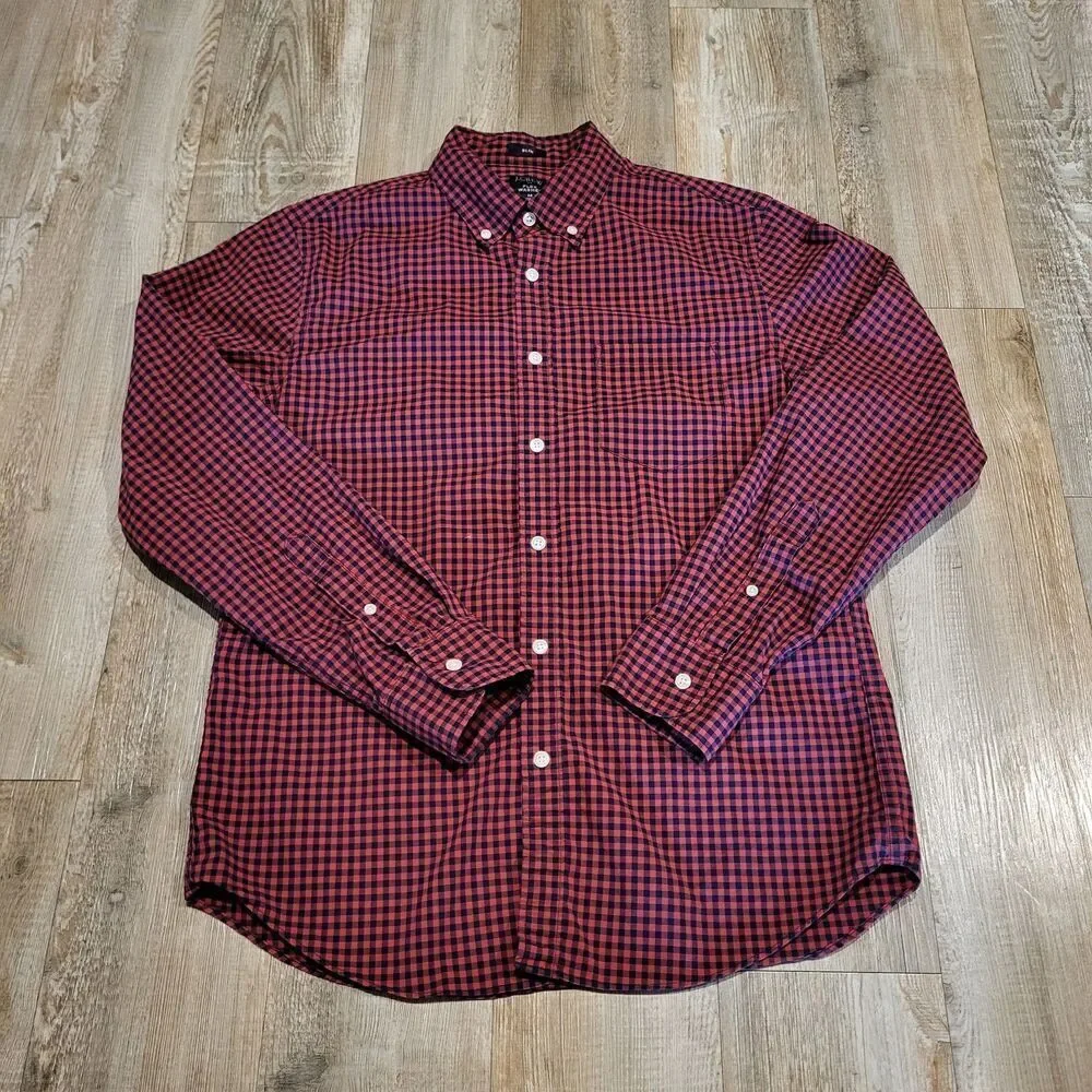 J.Crew Slim Fit Flex Washed Long Sleeved Plaid Button Up Men's Size Medium